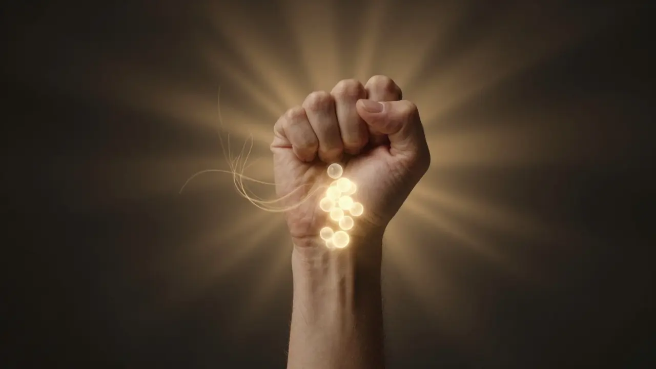 Kláště světelných koulí vychází ze zátylku, symbolizující uvolnění napětí.