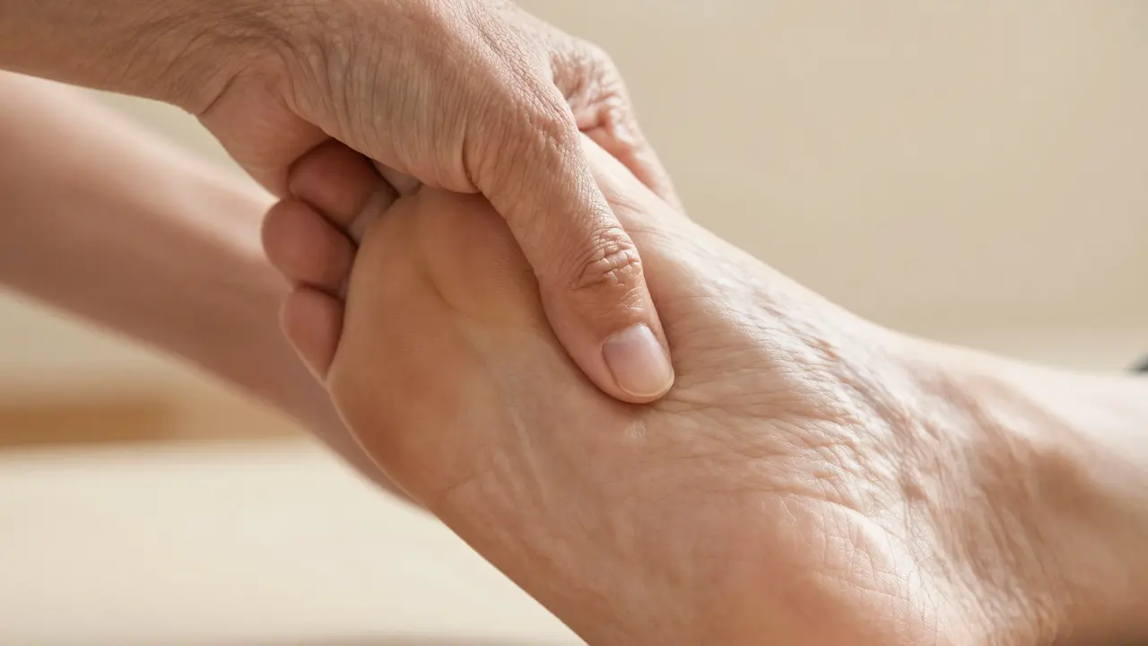 Masáž bodu Yongquan na chodidle pro lepší spánek seniorů