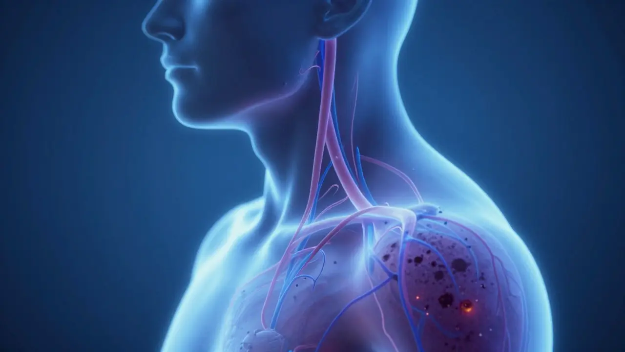 Abstract visualization of blood flow relieving muscle tension